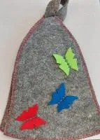 шапка для бани полёт бабочек, серая, жар-банька