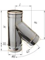 Тройник Феррум угол 135°, нержавеющий (439/0,8мм), ф120, по воде тройник феррум угол 135°, нержавеющий (439/0,8мм), ф120, по воде