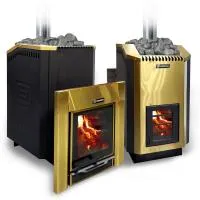 Печь для бани Ермак 30 Люкс Gold Inox, антрацит печь для бани ермак 30 люкс gold inox, антрацит