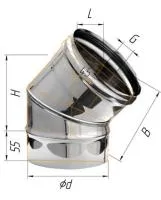 Колено Феррум угол 135°, нержавеющее (439/0,8мм) ф120 колено феррум угол 135°, нержавеющее (439/0,8мм) ф120