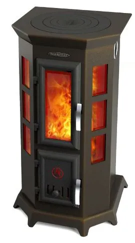 Печь-камин отопительно-варочный ТМФ Статика Секста черная бронза печь-камин отопительно-варочный тмф статика секста черная бронза