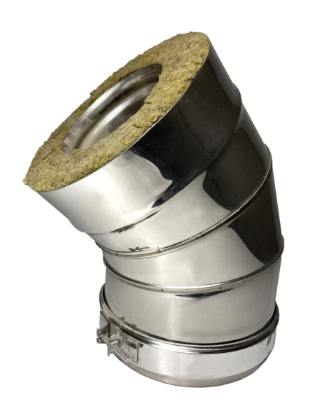 колено craft утепленное угол 135° нержавеющее (316/0,8/304/0,5мм) ф120/220 по воде, cerablanket